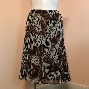 JM Collection Brown Black White floral Size 14 maxi flowery hippie chic bohemian